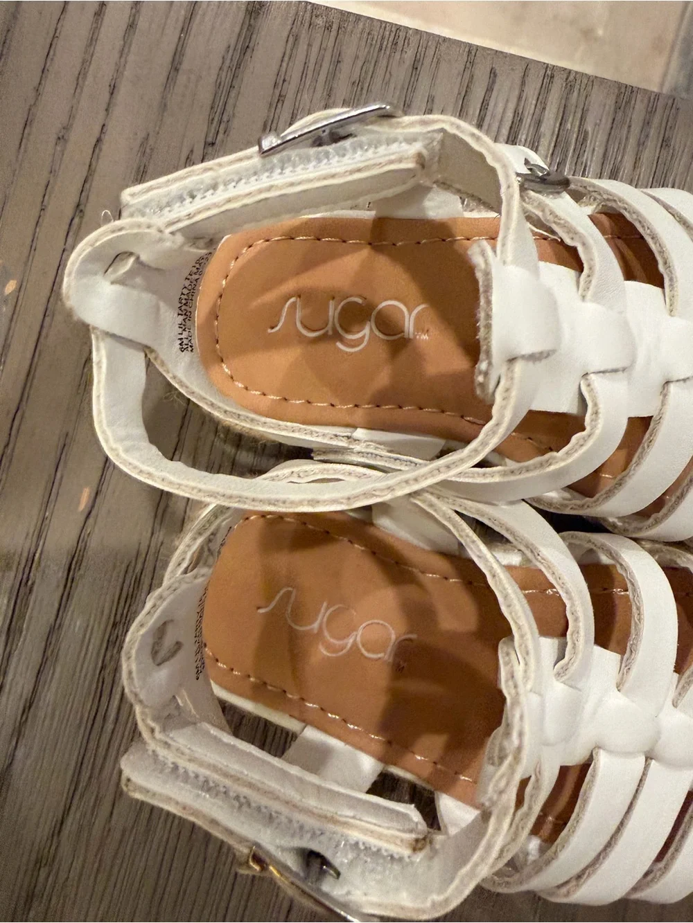 Sugar White Strappy Gladiator Sandals for Kids